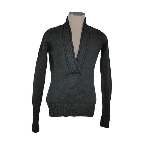 Eddie Bauer Womens Sweater Size L Gray 100% Merino Wool V-Neck Long Sleeve - Picture 6 of 9